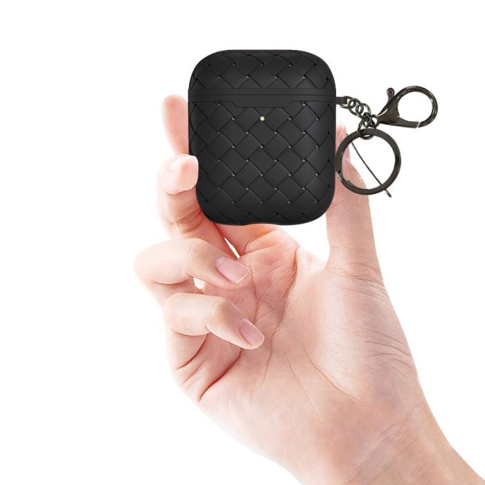 Bild 4, NXE AirPods Skyddsfodral Med Motiv - NXE Väv Textur Skal - Svart