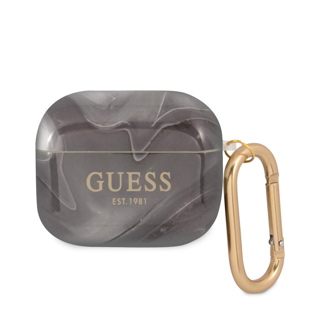 Guess Guess AirPods 3 Marble Collection Med Karbinhake Svart