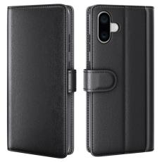  iPhone 16 Plus Fodral Premium &Auml;kta L&auml;der Svart
