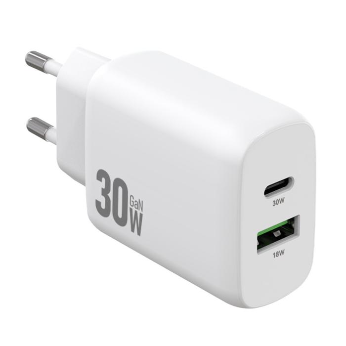 Bild 10, AMORUS Amorus 30W GaN PD QC USB-C / USB-A Väggladdare Vit