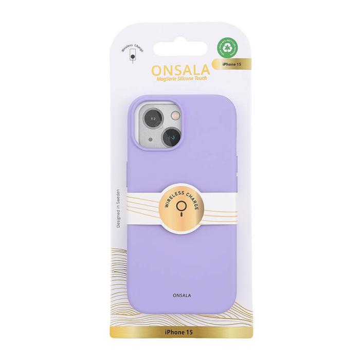 Bild 2, Onsala ONSALA iPhone 15 MagSafe Skal Med Silikonyta Lila