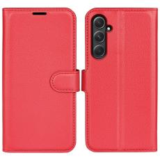  Samsung Galaxy A55 5G Fodral Litchi L&auml;der R&ouml;d