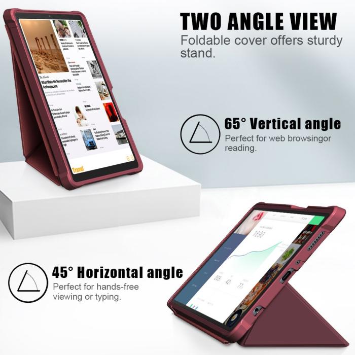 Bild 2,  Samsung Galaxy Tab A7 Lite 8.7 - Origami Case Stand Fodral - Vinröd