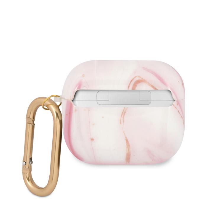 Bild 2, Guess Guess AirPods 3 Marble Collection Med Karbinhake Rosa