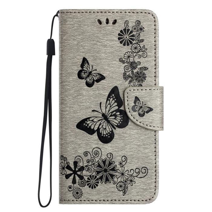 Bild 5,  Samsung Galaxy A27 5G Fodral Läder Fjärilar Grå