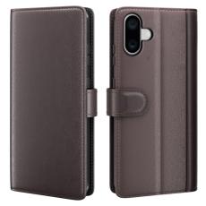  iPhone 16 Plus Fodral Premium &Auml;kta L&auml;der Brun