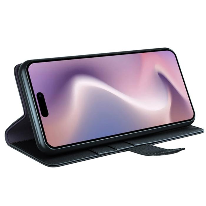 Bild 3,  iPhone 16 Plus Fodral Premium Äkta Läder Svart