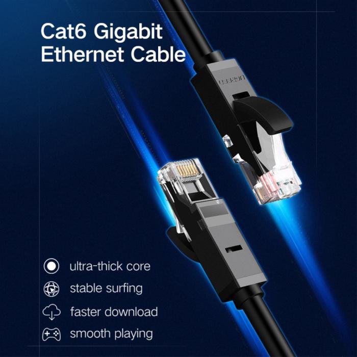 Bild 2, UGREEN UGREEN 10m Cat6 RJ45 UTP-nätverkskabel Svart