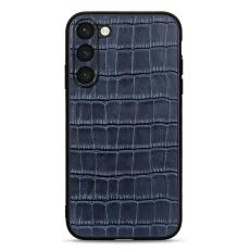  Samsung Galaxy S23 Plus Skal &Auml;kta L&auml;der Krokodil Textur Bl&aring;
