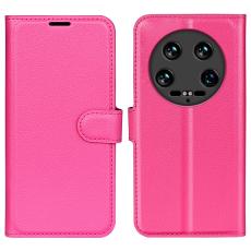  Xiaomi 14 Ultra Fodral Litchi L&auml;der Rosa