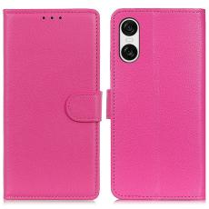  Sony Xperia 10 VI Litchi L&auml;der Fodral Rosa