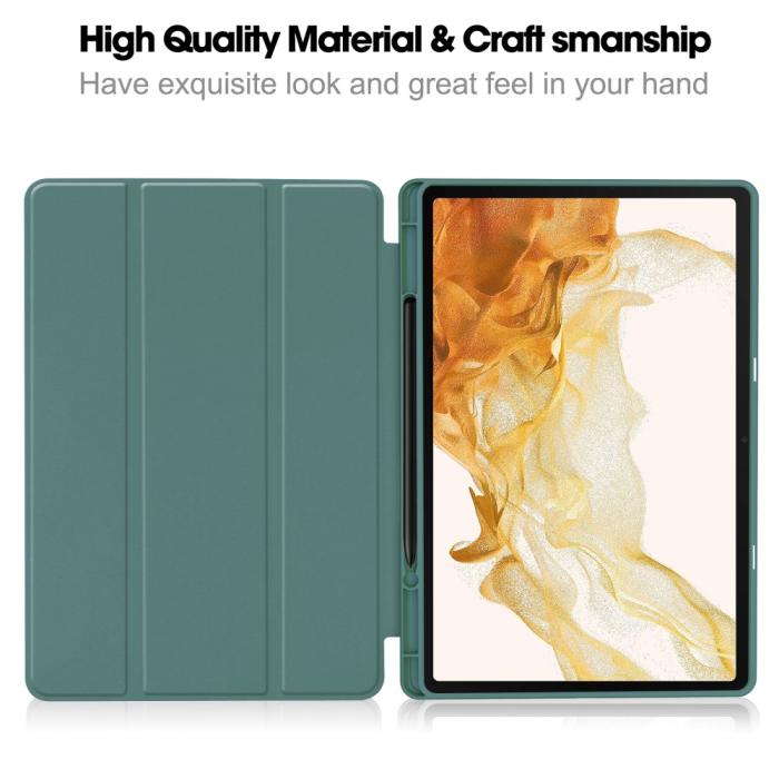 Bild 5,  Samsung Galaxy Tab S9 Plus Fodral Tri-Fold Pennhållare Svartgrön