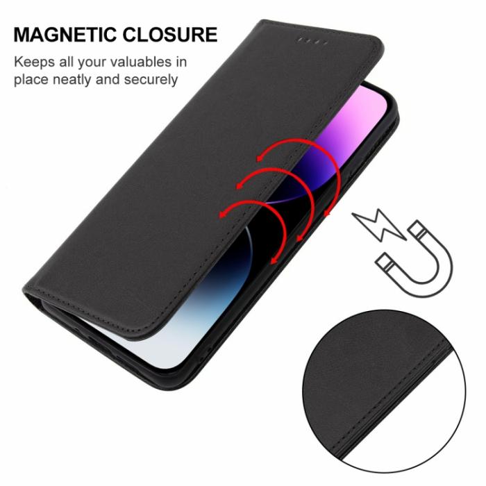 Bild 5,  iPhone 15 Pro Max Fodral Flip Läder Svart