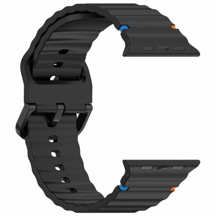 Bild 4,  Apple Watch 42/44/45/46/49 mm Armband Silikon Wave Svart