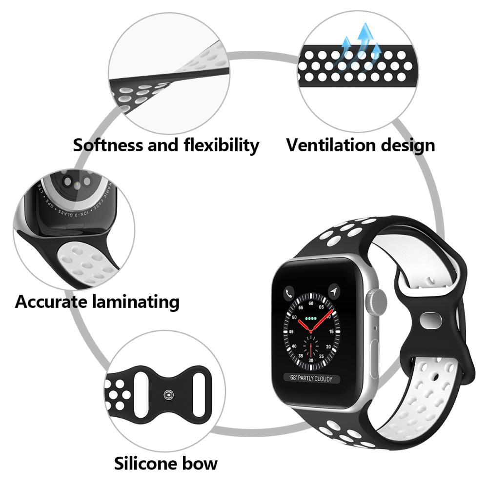 ColorPop Sportarmband Dual-Color Apple Watch 42/41/40/38 mm (S/M) Svart/Vit