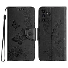  Samsung Galaxy A27 5G Fodral L&auml;der Fj&auml;rilar Svart