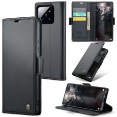 CASEME CASEME Xiaomi 14 Fodral RFID Litchi L&auml;der Svart