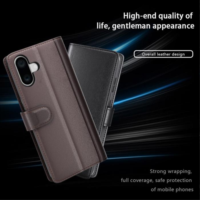 Bild 6,  iPhone 16 Plus Fodral Premium Äkta Läder Brun