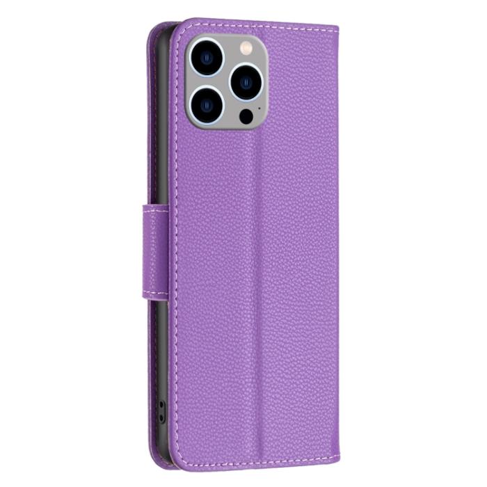 Bild 3,  iPhone 15 Pro Max Fodral Litchi Shark Läder Lila