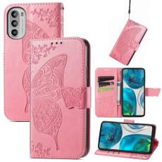  Motorola Moto G52/G82 Fodral Fj&auml;ril Tryck Rosa