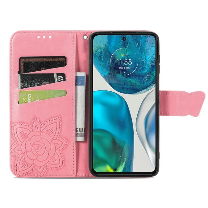 Bild 3,  Motorola Moto G52/G82 Fodral Fjäril Tryck Rosa