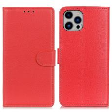  iPhone 16 Pro Fodral Litchi L&auml;der R&ouml;d