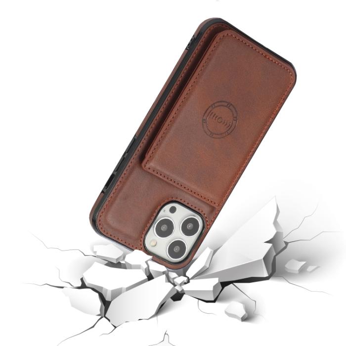 Bild 6,  iPhone 14 Pro Skal Med Kortfack Och Magnet Brun