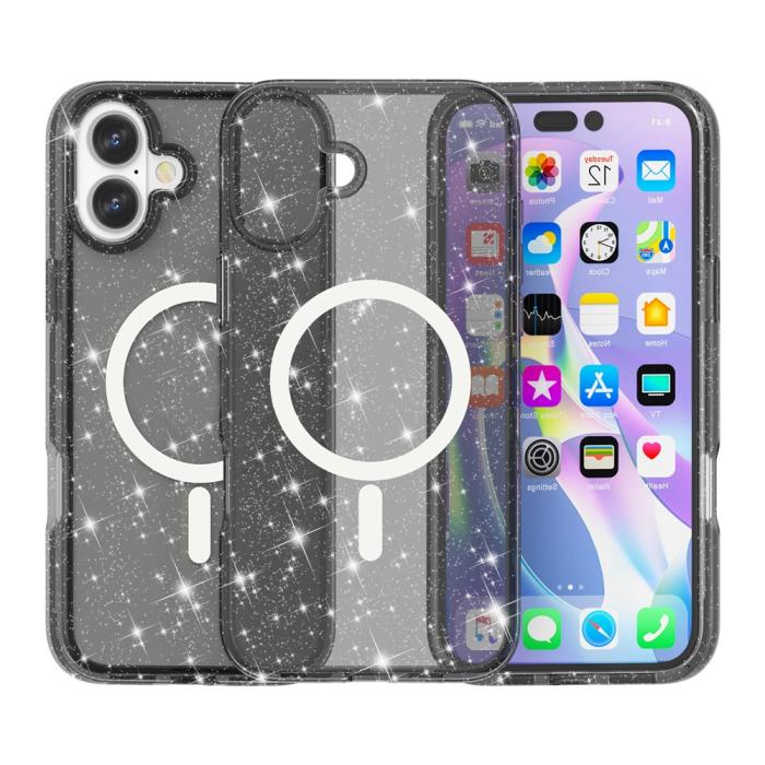 Bild 2,  iPhone 17 Skal MagSafe Hybrid Glitter Svart