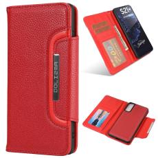  Samsung Galaxy S21 Plus - 2in1 Litchi Magnet Fodral - R&ouml;d