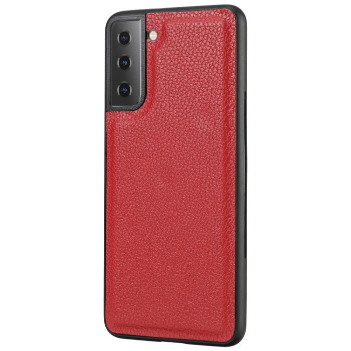 Bild 4,  Samsung Galaxy S21 Plus - 2in1 Litchi Magnet Fodral - Röd