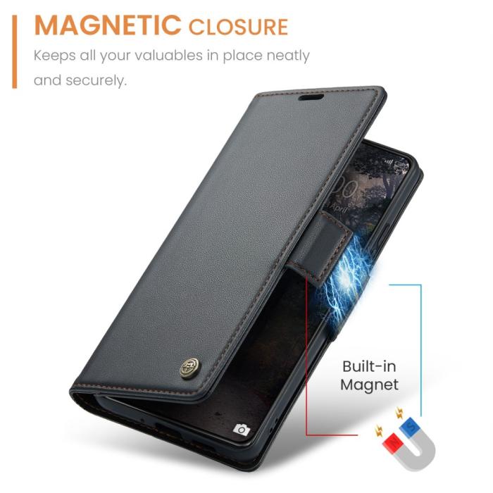 Bild 6, CASEME CASEME Xiaomi 14 Fodral RFID Litchi Läder Svart