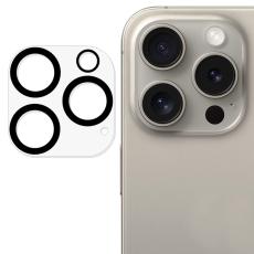  iPhone 16 Pro Max/16 Pro Linsskydd H&auml;rdat Glas Black Rings