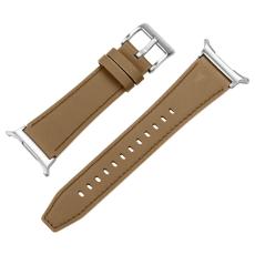 Galaxy Watch 8 46/44/40 mm Armband &Auml;kta L&auml;der Ljus Brun