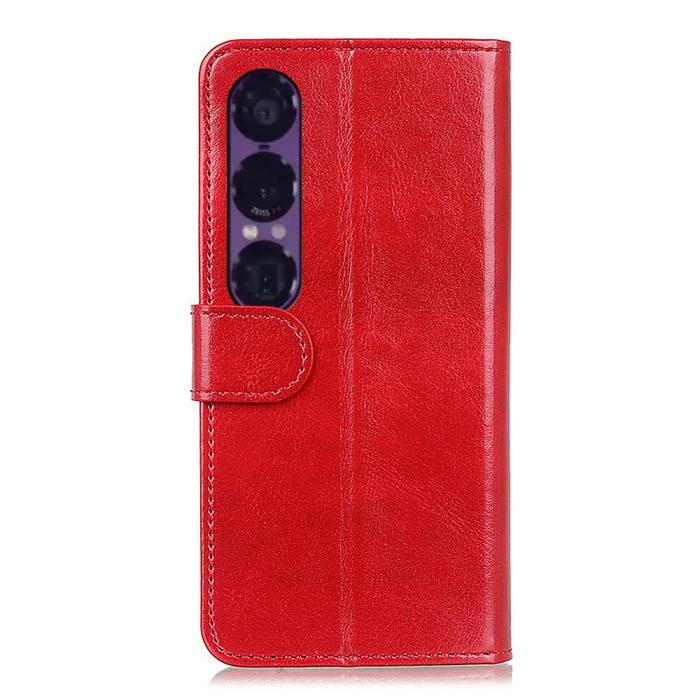 Bild 6,  Sony Xperia 1 VII Fodral Crazy Horse Läder Röd