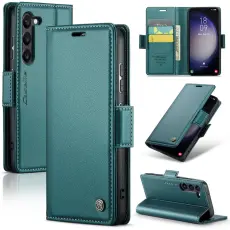 CASEME CASEME Galaxy S24 Fodral RFID Slim L&auml;der Gr&ouml;n