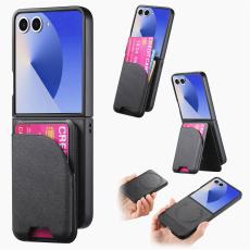 Galaxy Z Flip 7 Skal Inkl. Avtagbart Kortfack L&auml;der Svart