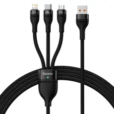 BASEUS BASEUS 1.2 m 100W 3in1 USB-C/Lightning/MicroUSB Svart