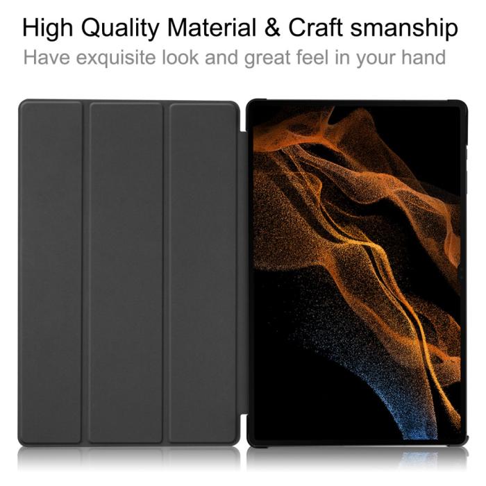 Bild 2,  Samsung Galaxy Tab S9 Ultra Fodral Tri-Fold Läder Röd