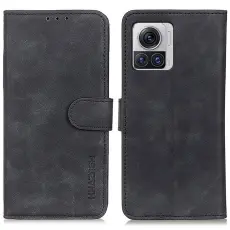 KHAZNEH KHAZNEH Motorola Edge 30 Ultra 5G Fodral Retro L&auml;der Svart