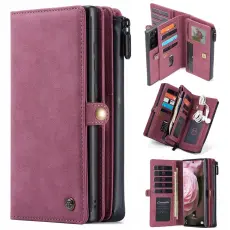 CASEME Samsung Galaxy S21 Plus - CASEME 2-i-1 Multifunktionellt Pl&aring;nboksfodral - R&ouml;d