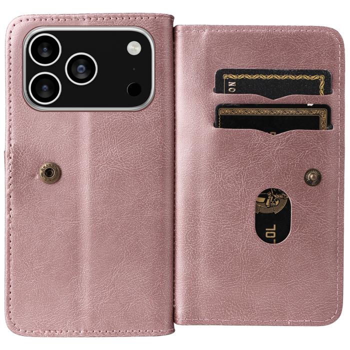 Bild 3,  iPhone 17 Pro Fodral Multifunktionellt Läder Roséguld