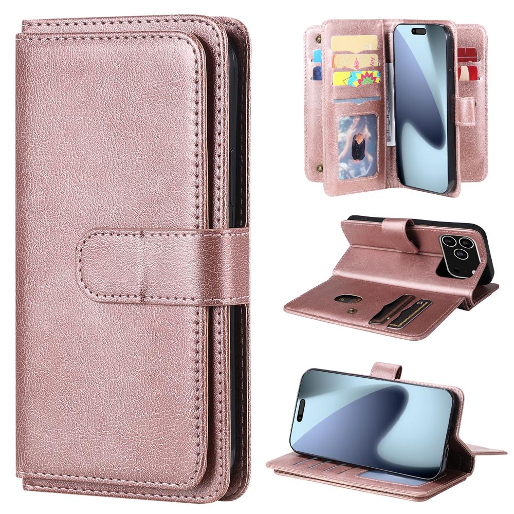  iPhone 17 Pro Fodral Multifunktionellt Läder Roséguld