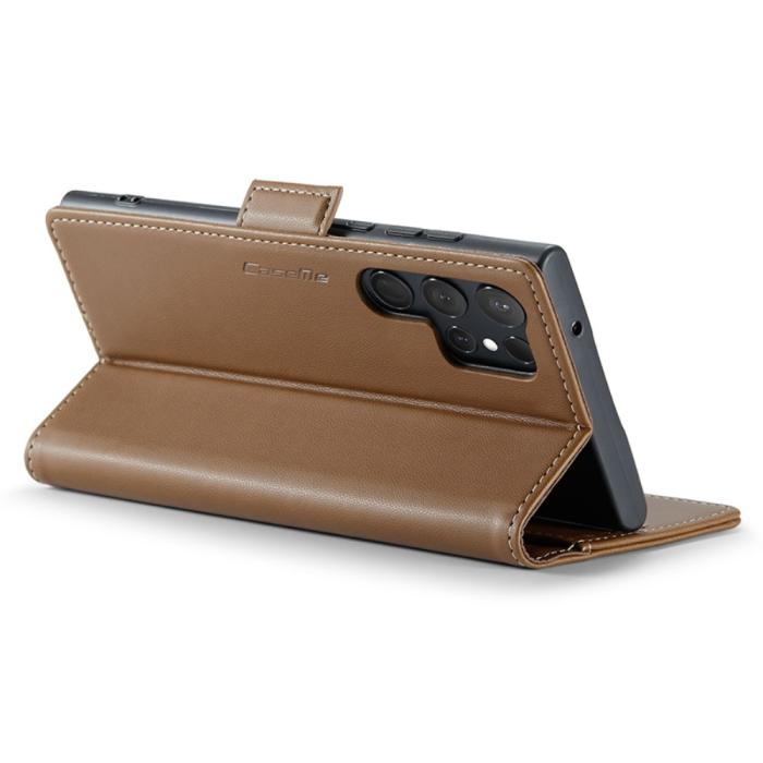 Bild 3, CASEME CASEME Galaxy S24 Ultra Fodral Slim Litchi Läder Brun