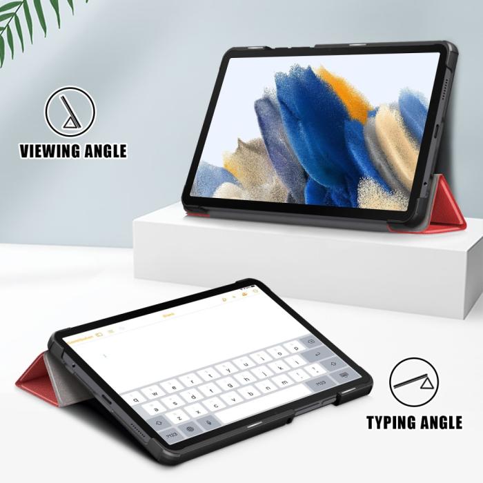 Bild 3,  Samsung Galaxy Tab A9 Fodral Tri-Fold PU Läder Röd