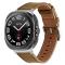  Galaxy Watch 8 46/44/40 mm Armband Äkta Läder Ljus Brun