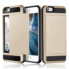  iPhone 6/6s Skal Hybrid Kortfack - Guld