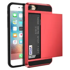  iPhone 6/6s Skal Hybrid Kortfack - R&ouml;d