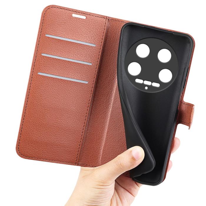 Bild 4,  Xiaomi 14 Ultra Fodral Litchi Läder Brun
