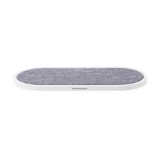 Gear GEAR Tr&aring;dl&ouml;s Dual Qi Laddare USB-C 2x10W Vit med Gr&aring; Textil