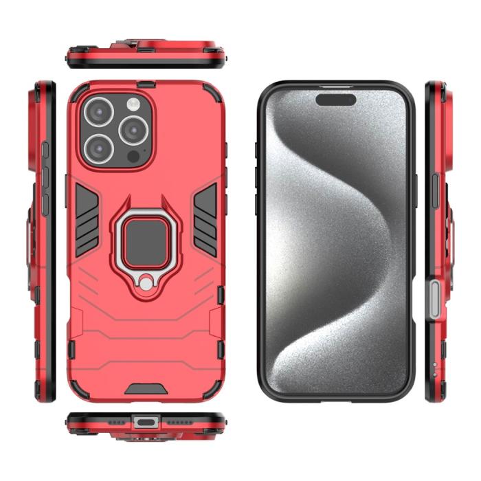 Bild 5,  iPhone 16 Pro Max Skal Hybrid Armor Ring Röd